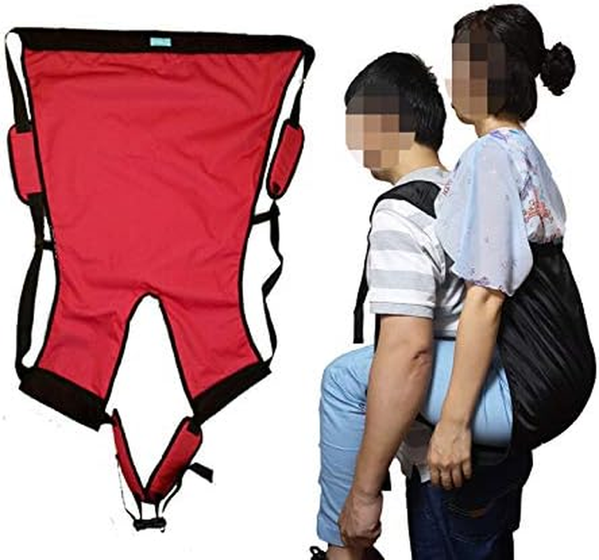 Double Layer Patient Lift Sling Carrier One-Person Transferring Belt for Carrying up and down Stairs to Bed,Wheelchair,Chair,Car,Vehicle for Elderly,Handicapped,Disabled,Bedridden (Red, Small)