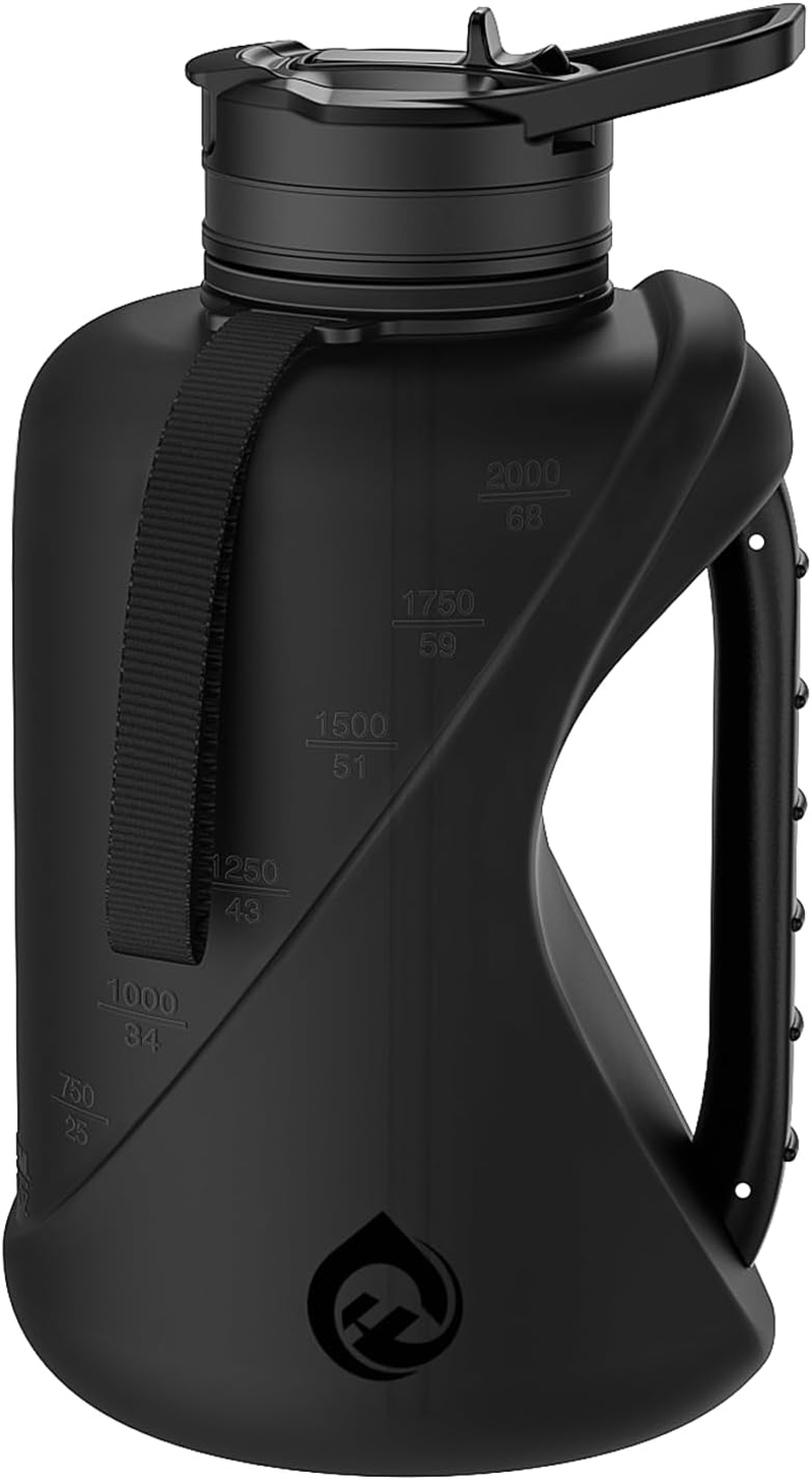 Stay Hydrated On-the-Go: Durable Half Gallon Water Bottle with 2-in-1 Straw Lid, Dishwasher Safe and BPA-Free for All Your Adventures