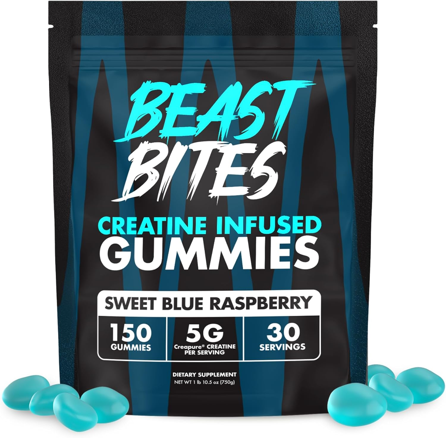 Creatine Gummies - 5G Creatine Monohydrate per Serving - Low-Calorie & Vegan - Made in the USA - Blue Raspberry Flavor - 30 Servings