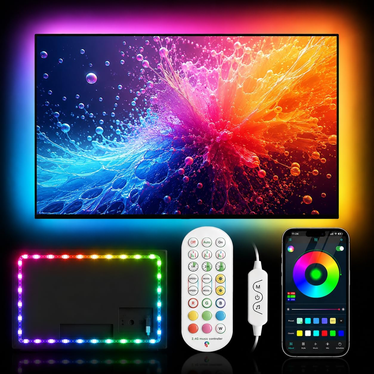 TV Led Lights, 4M TV Led Backlight for Lights USB Powered RGBIC Light Strip