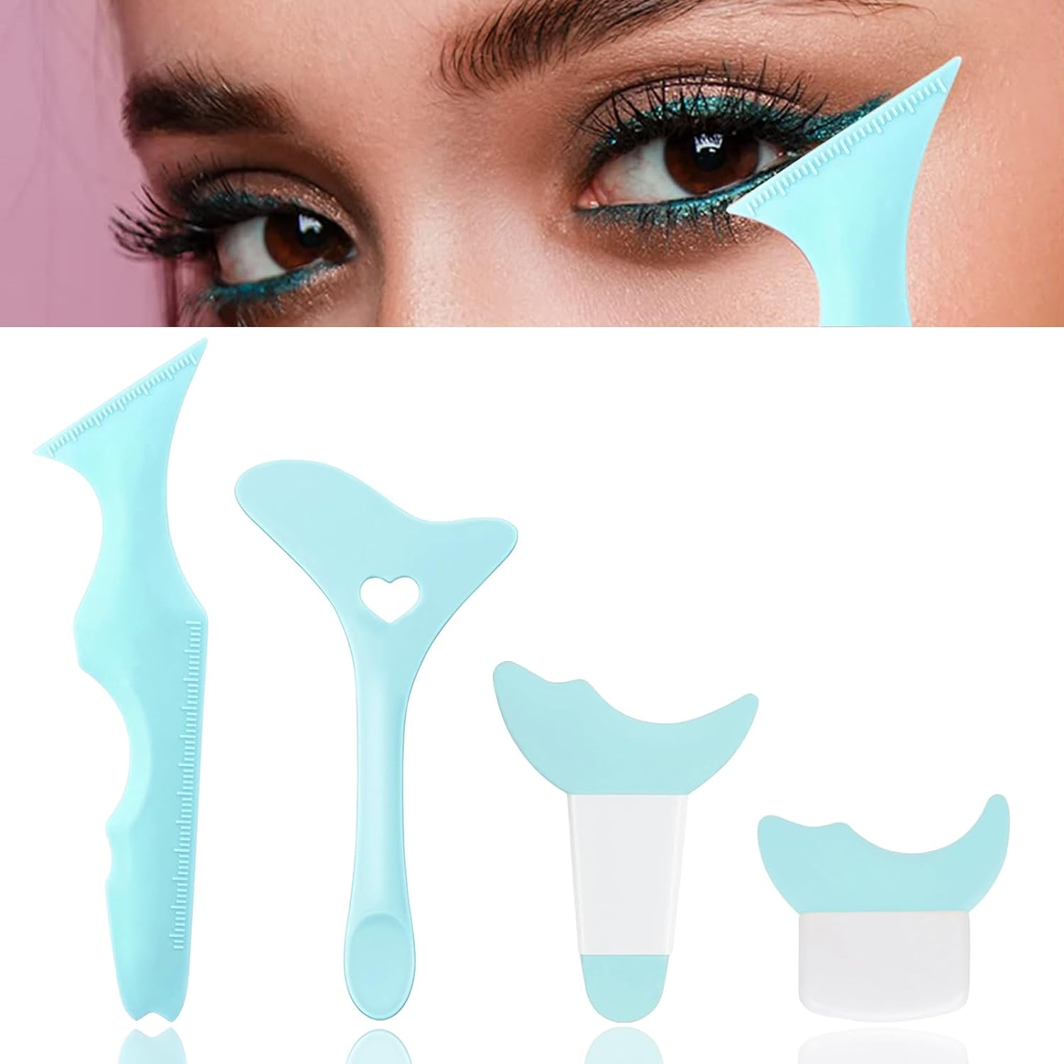 4Pcs Eyeliner Stencils Reusable Silicone Eyeliner Aid Mascara Shield Guard Ey... - Picture 10 of 14