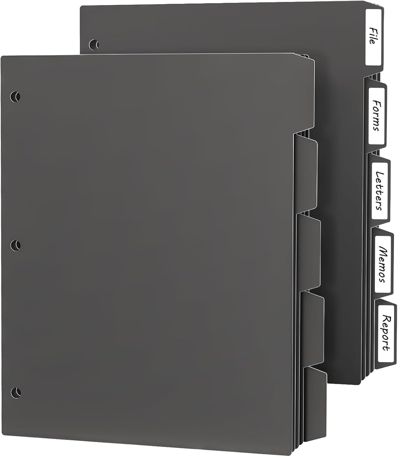 3 Ring Binder Dividers with 5 Tabs, 10 Pcs Binder Dividers, 1/5 Cut Letter Size Plastic Black, Sheet Protectors 8.5