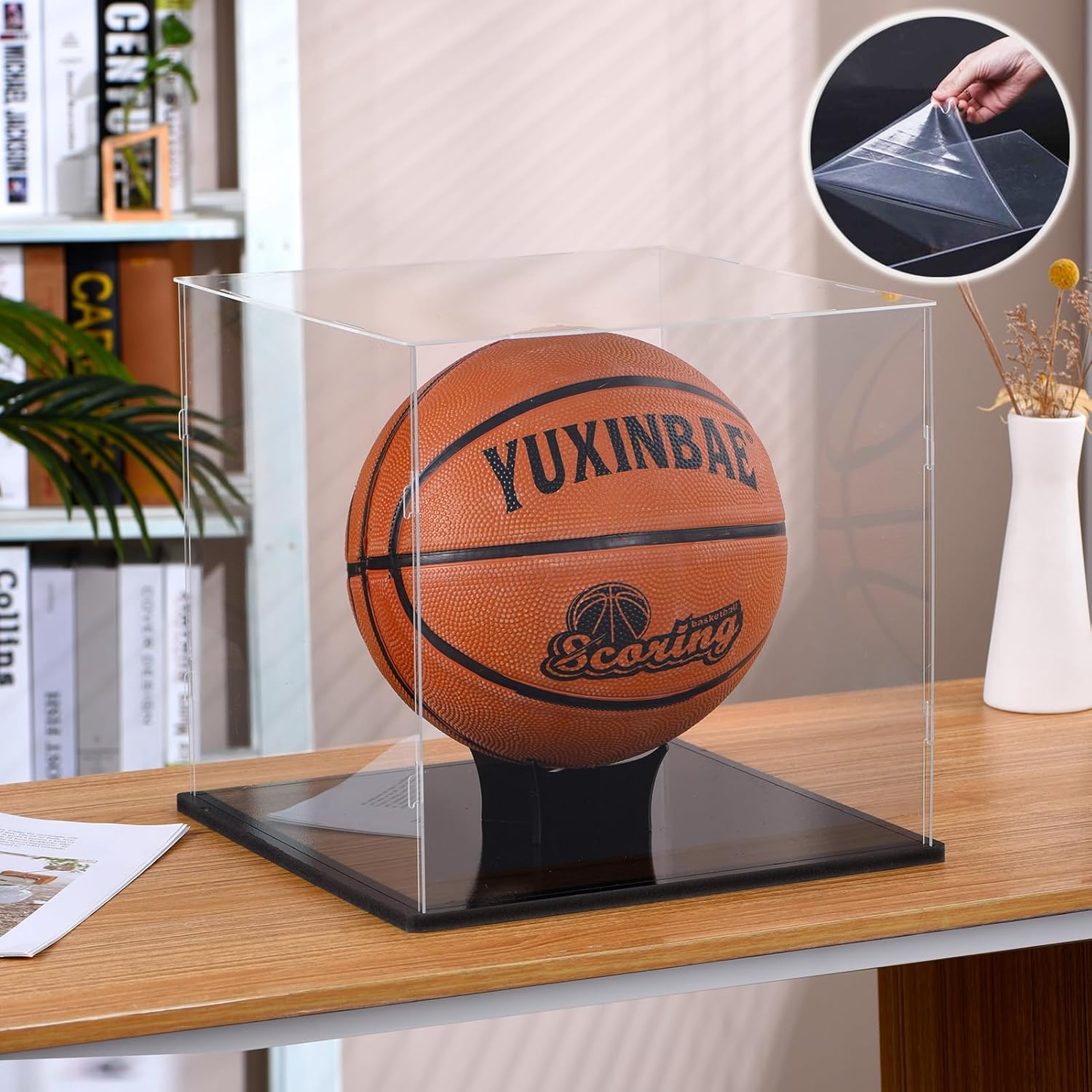 Clear Acrylic Display Case UV Protected Acrylic Basketball Holder, Display Case for Autographed Basketball, for Basketballs, Dolls, Car Models, Souvenirs(Basketball)