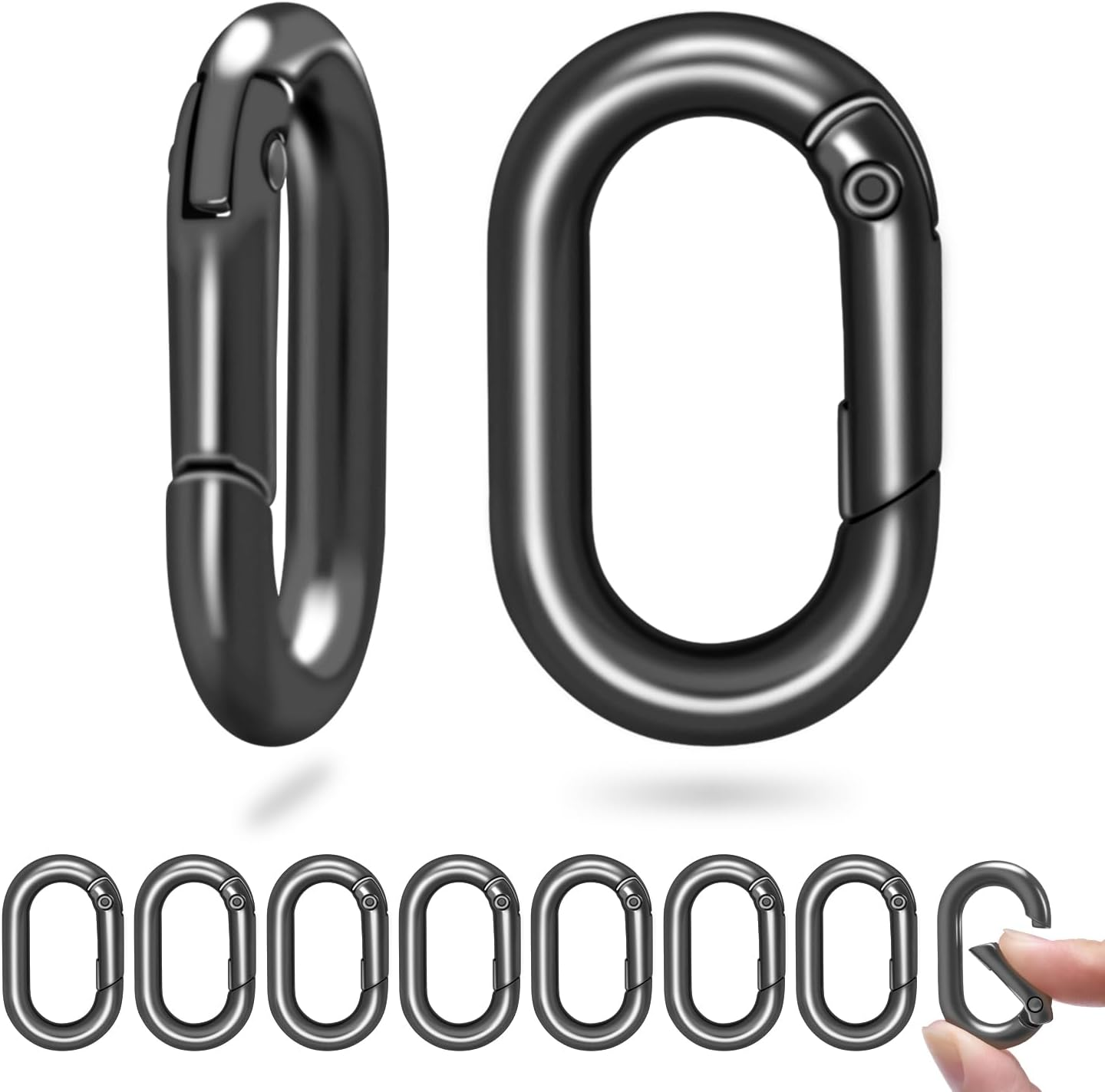 10 Pack 1 Inch Small Carabiner Clip Metal Oval Spring O Rings Hooks for Keychain
