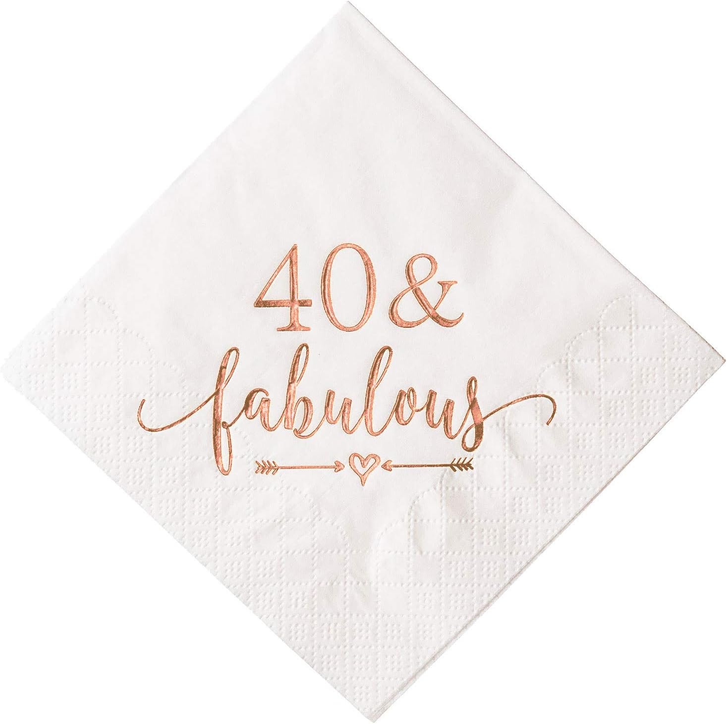 3-Ply 40 and Fabulous Cocktail Napkins Rose Gold for Women 40th Birthday Decorations, 40th Birthday Bevergae Dessert Table Supplies, 50Pcs