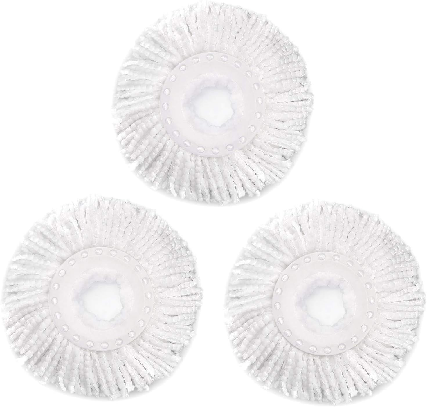 3 Pack Spin Mop Replacement Head for Hurrica, Mopnad, Cassabel and Other 360 Spin Mop Systems, Microfiber Spin Mop Refills (3Pc-White)
