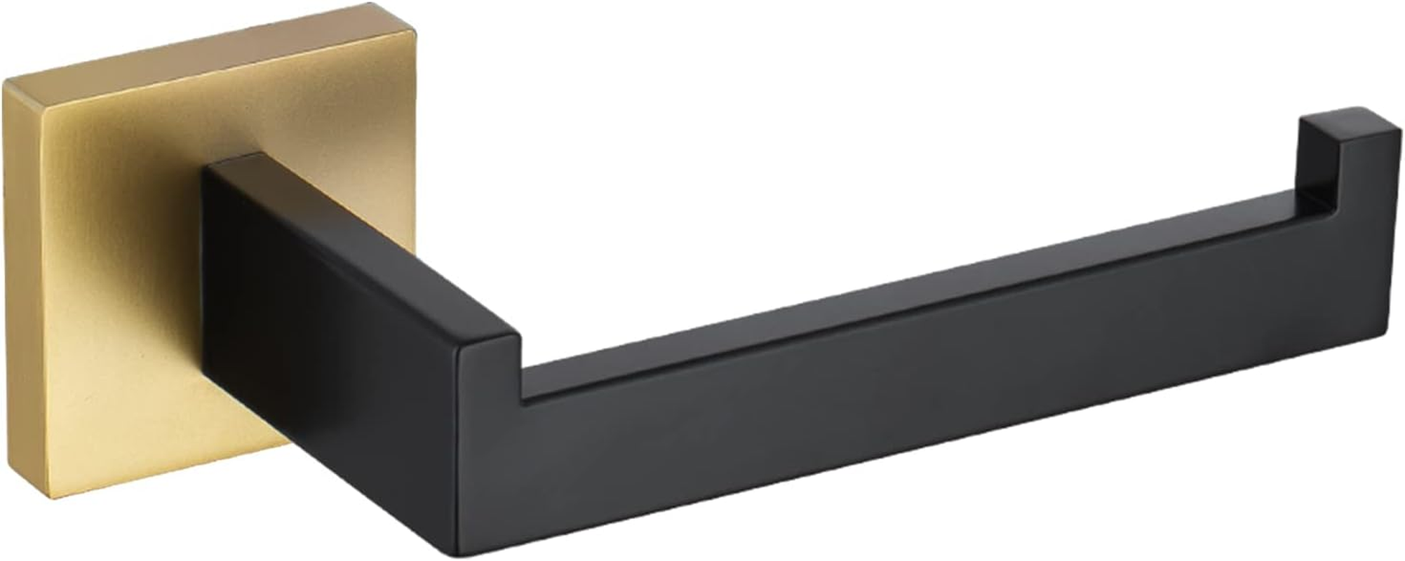 Matte Black and Brushed Gold Toilet Paper Holder SUS304 Stainless Steel, Modern Square Tissue Roll Holders Wall Mount, Toilet Paper Roll Dispenser for Kitchen Washroom