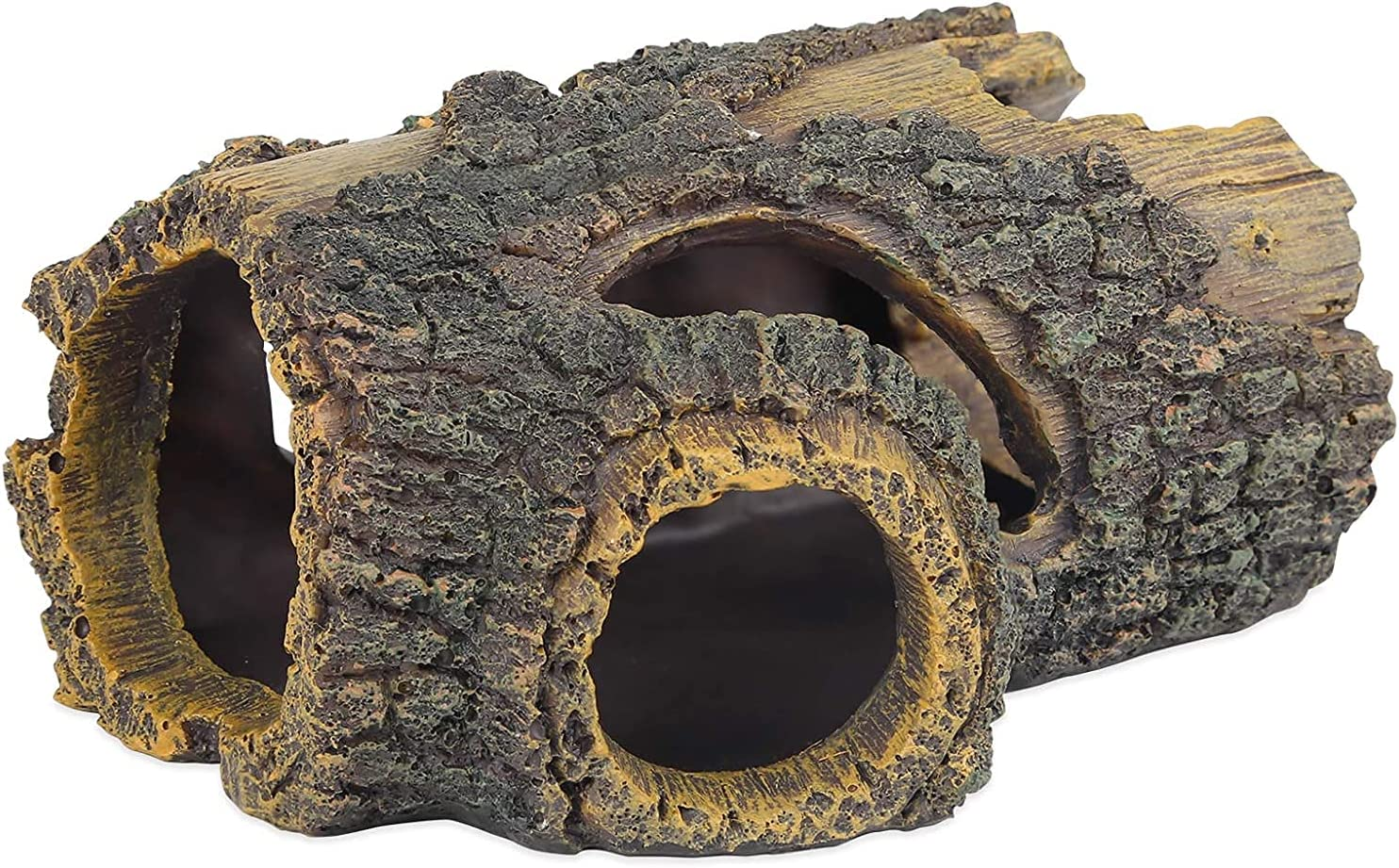 Resin Hollow Tree Trunk Betta Log Aquarium Decorations Ornament Fish House Cave Wood House Decor for Small and Medium Fish Tank