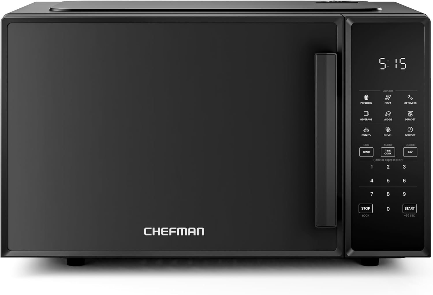 Countertop Microwave Oven 0.9 Cu. Ft., 900 Watts with 10 Power Levels, 6 Cooking Presets with One-Touch Express Cook, Eco Mode, Child Safety Lock, & Mute Button - Black