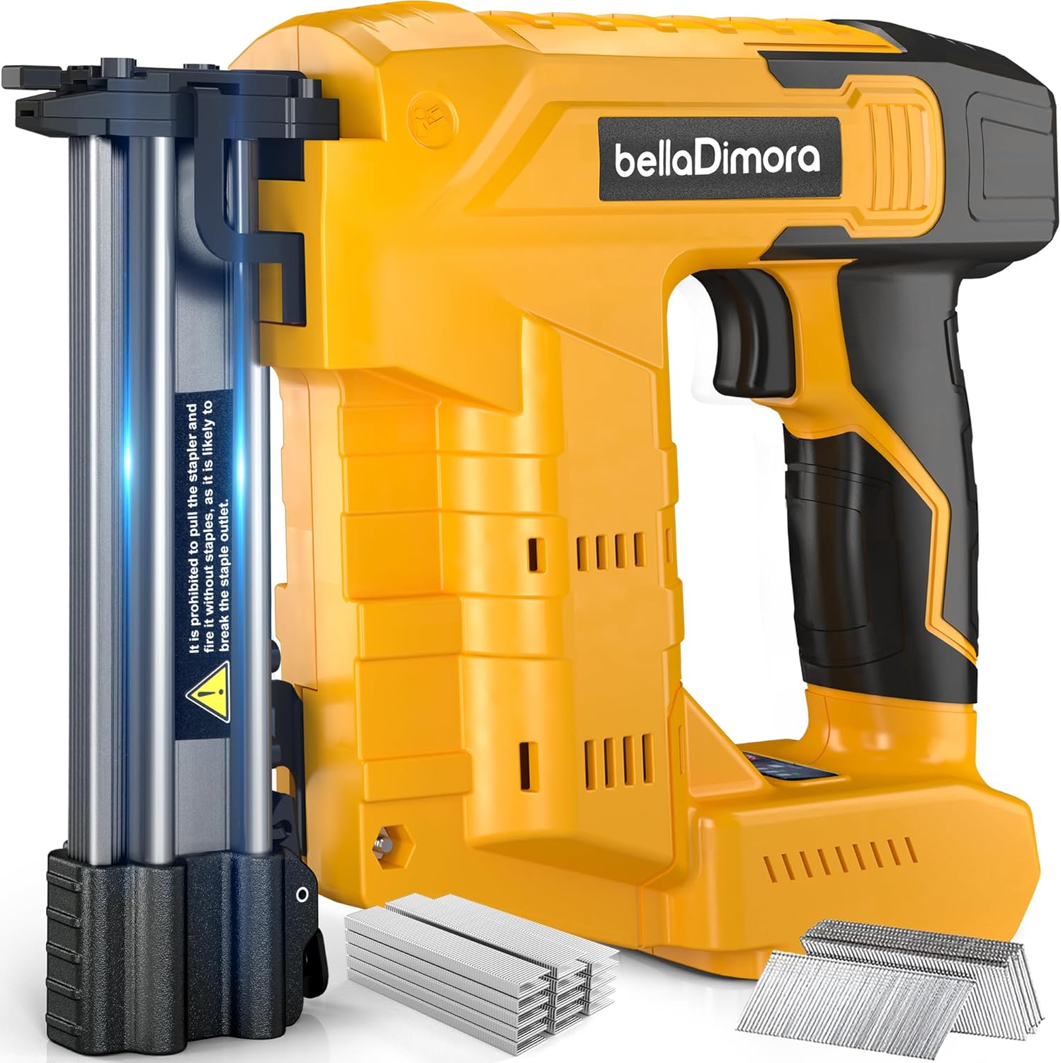 18GA Cordless Brad Nailer & Staple Gun - Compatible with Dewalt 20V Battery - 2-In-1 Brushless Nail Gun with 1000 Nails & Staples - Professional Home Improvement Tool(No Battery)
