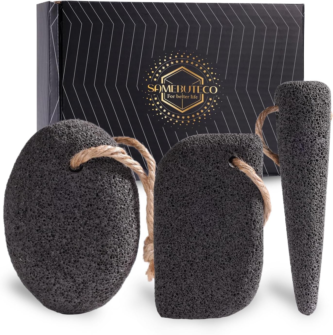 SAMEBUTECO Natural Volcanic Pumice Stone for Feet Pumice Cleaning Stone for Sole of the Foot,Edges of the Foot,Toe Seams Deep Clean,Foot Scrubber for Dead Skin Remover 3 Shapes