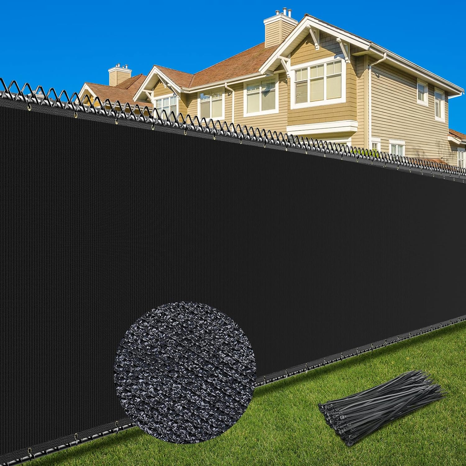 4X50FT Privacy Screen Fence, Heavy Duty Fencing Shade Cover, 170GSM 90% Blockage Mesh Shade Net for Wall Garden Yard Backyard (4 Ft X 50 Ft, Black)
