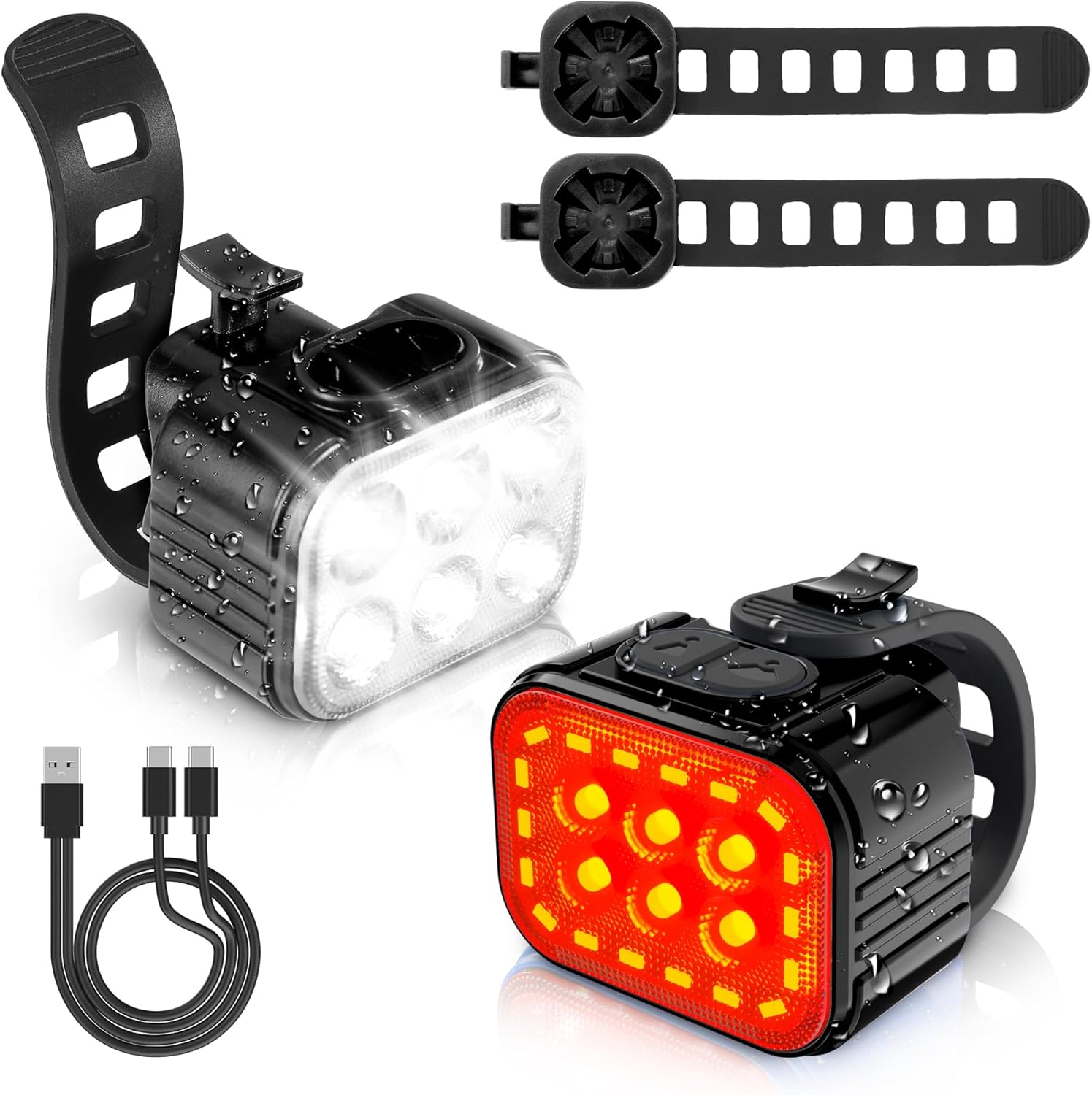 Luces bicicleta [8+13 mod], recargables, IP65, delantera y trasera