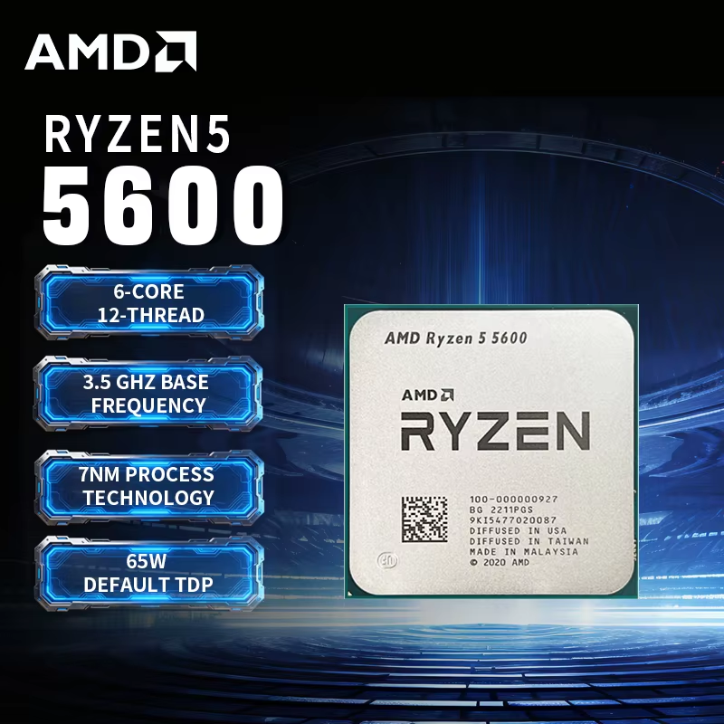 NEW  Ryzen 5 5600 R5 5600 3.5 Ghz 6-Core 12-Thread CPU Processor 7NM L3=32M 100-000000927 Socket AM4 Graphics Chips Processor