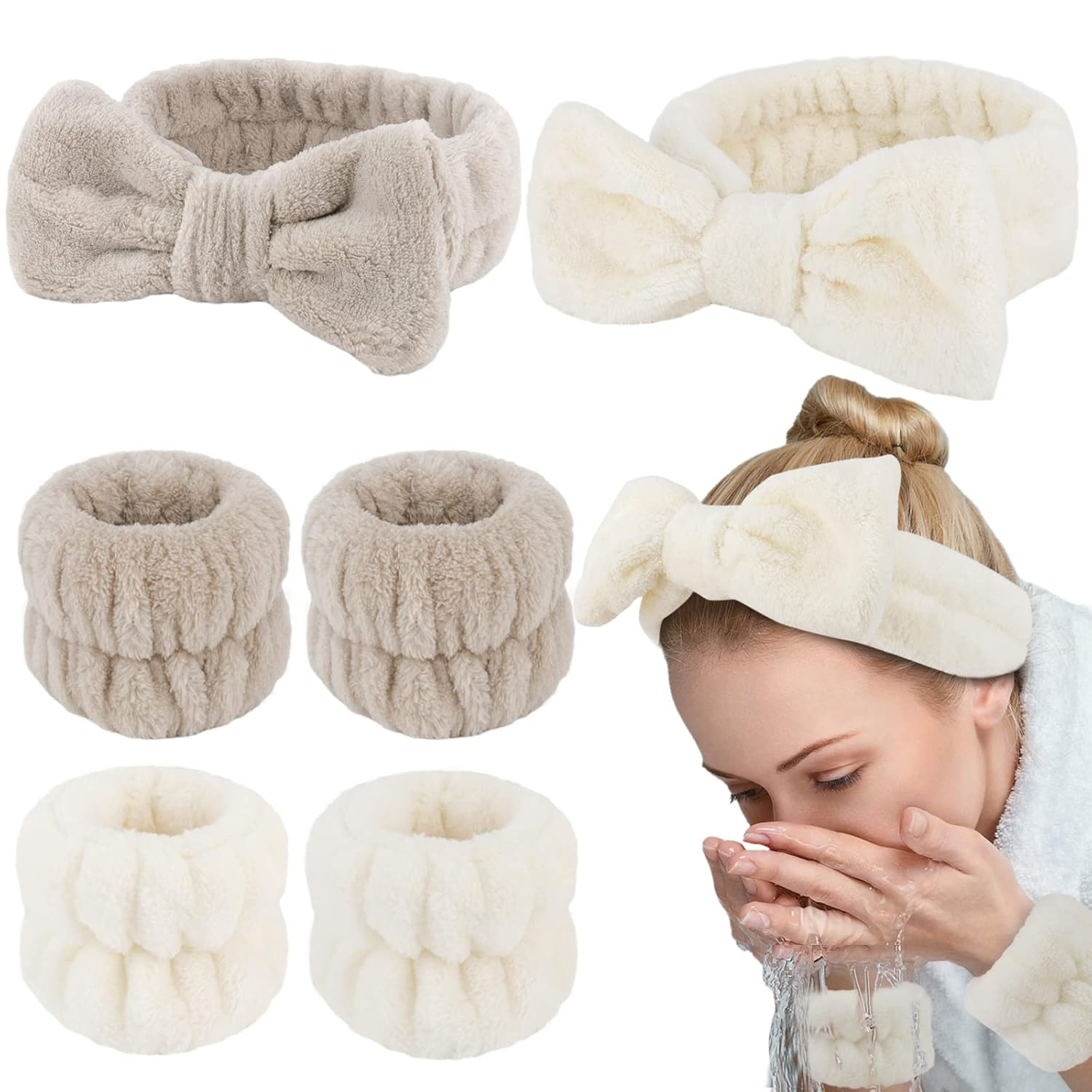 6PCS Spa Headband & Wristband Set – Face Washing