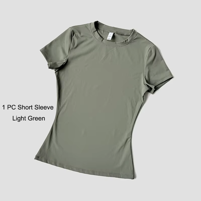 Quick-Drying Gym Leggings Set Sport Suit Short Sleeve Breathable Stretchy Slim Fitness Active Top Tight Gym Set