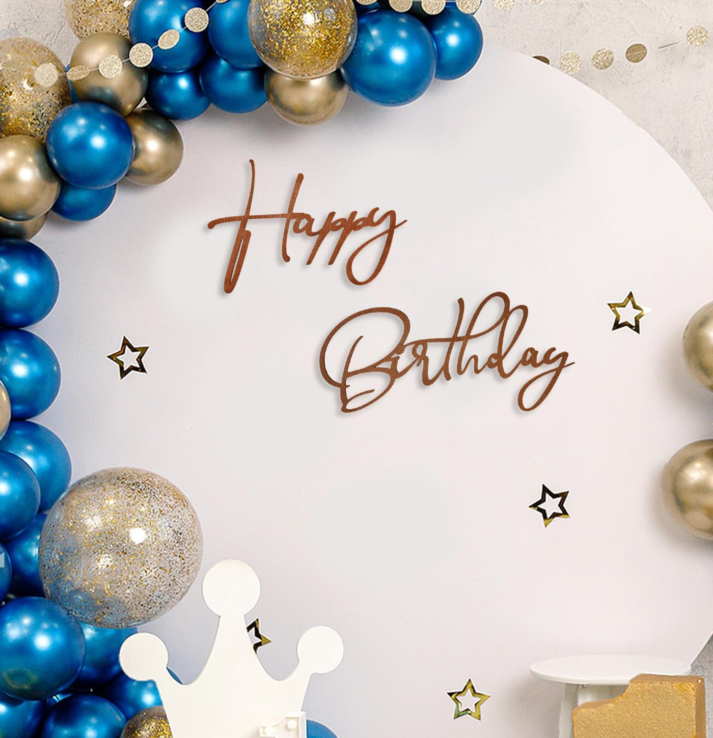 Felt Brown Happy Birthday Backdrop Sign for Party and Baby Shower Decor