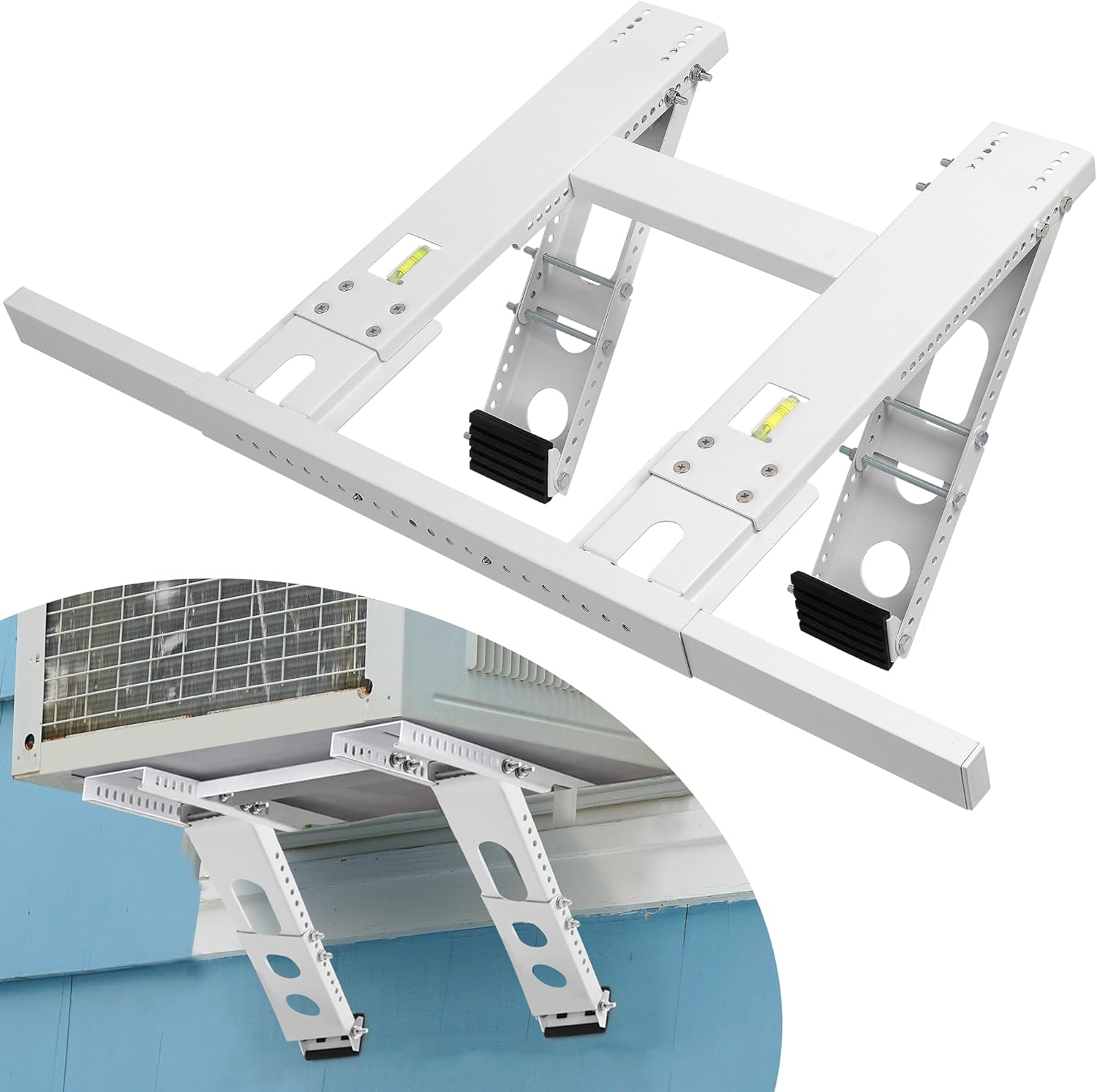 Air Conditioner Support Bracket, Adjustable Window AC Bracket, No Drilling, Heavy Steel Air Conditioner Stand Fit Most Single or Double-Hung Windows, Hold up to 220Lbs