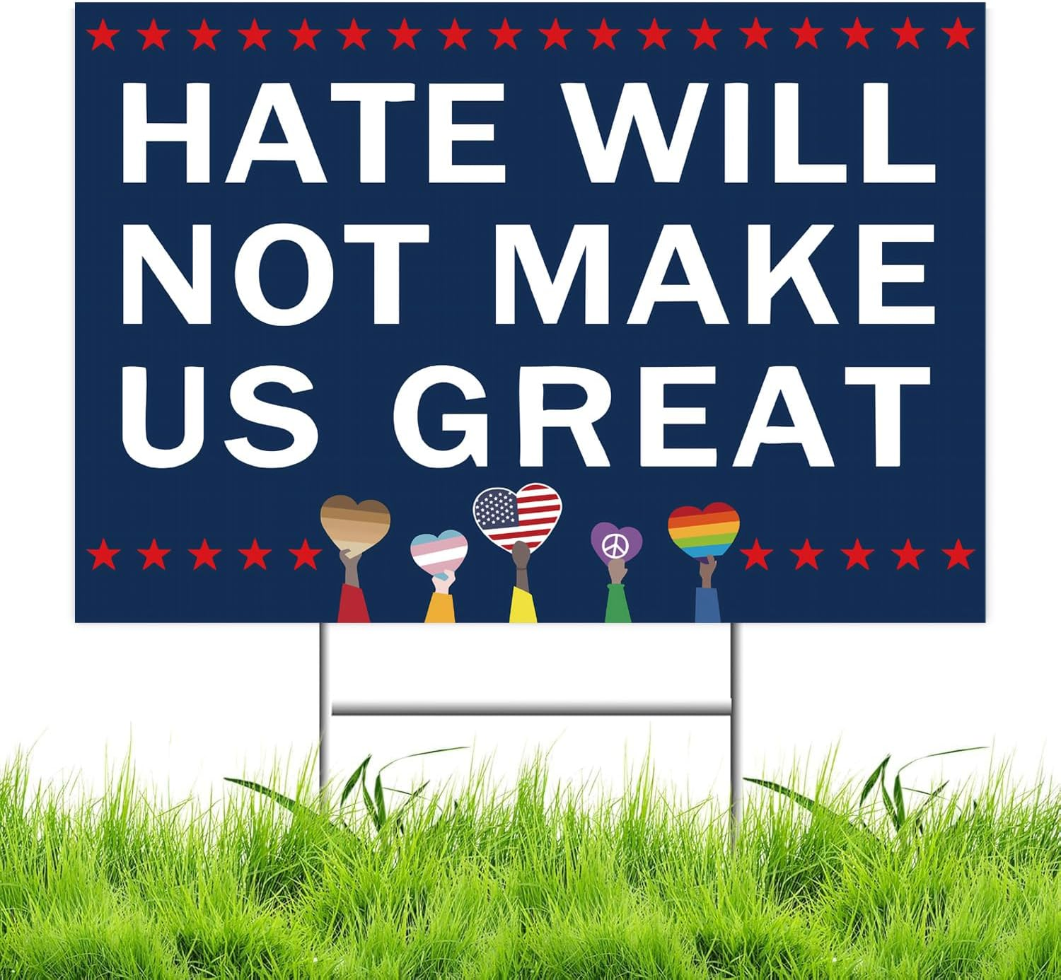 Anti-Trump Double-Sided Yard Sign with Metal H Stake - 18