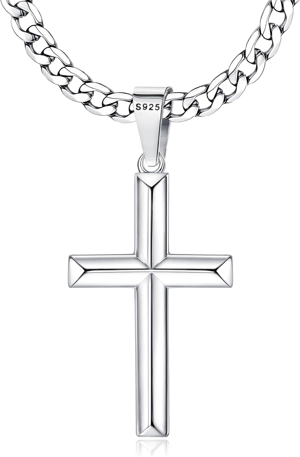 925 Sterling Silver Religious Faith Cross Necklace Men Women Christmas Gifts 24