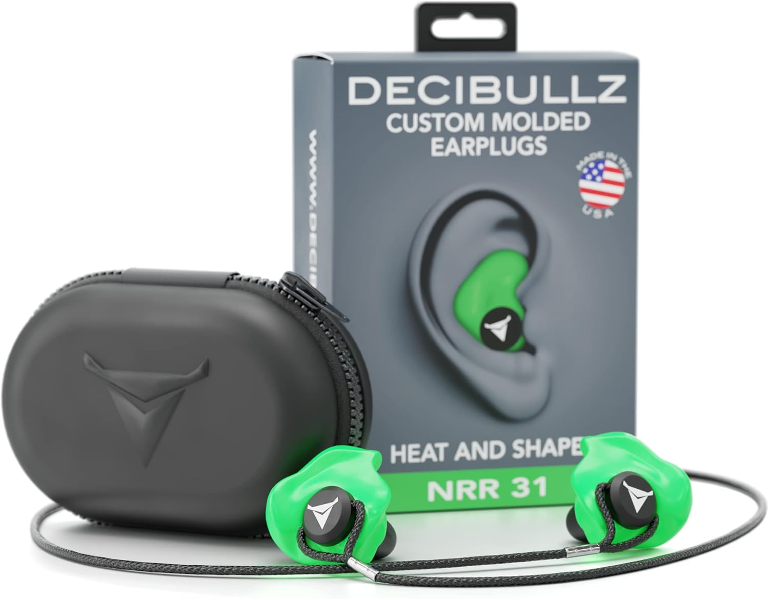 Decibullz Custom Molded Earplugs Pro Pack (Green) Bundle