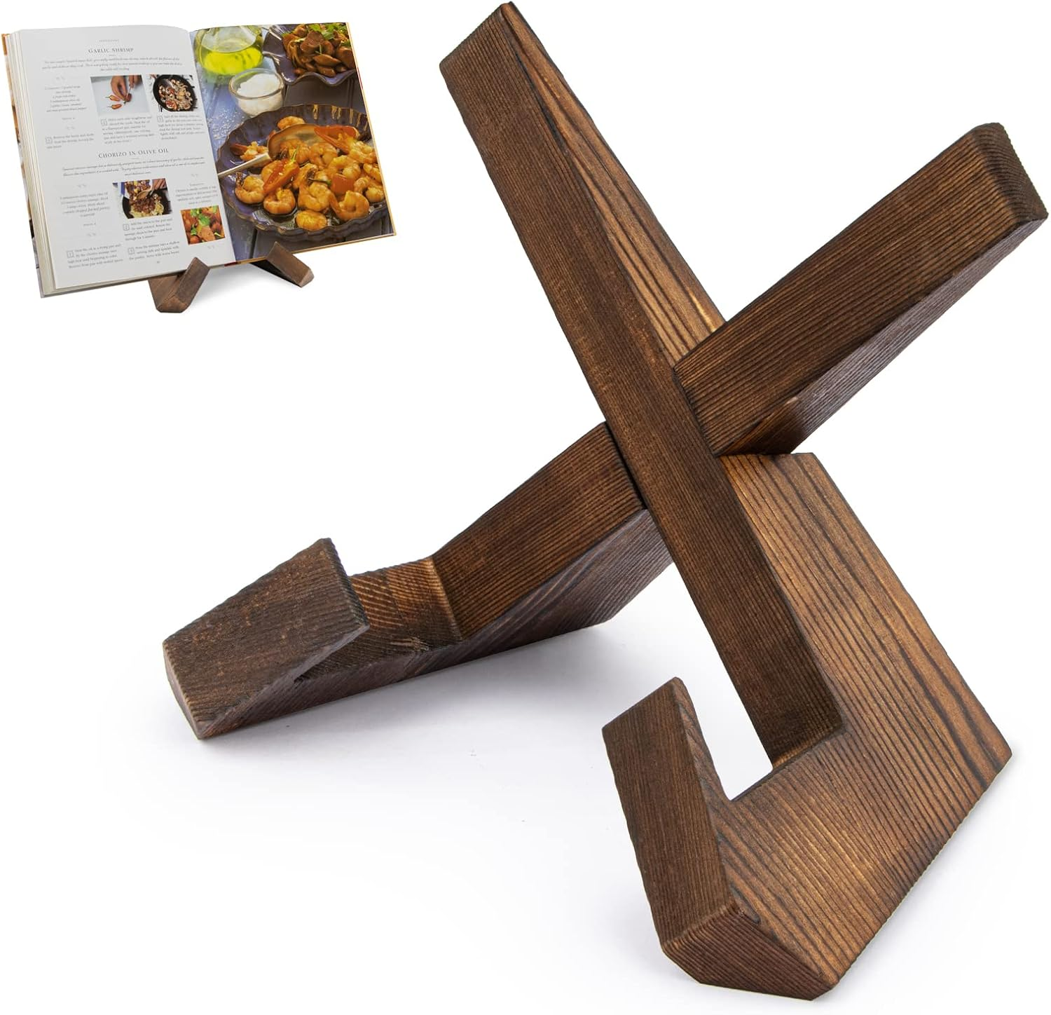 Cookbook Stand, Handmade Wooden Cookbook Holder, Recipe Book Holder for Display Stand, Farmhouse Cook Book Stand for Cooking, Cookbook and Recipe Holder for Kitchen Counter