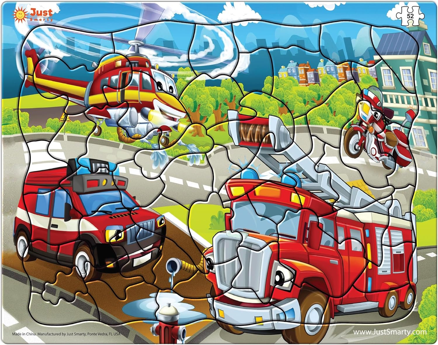 Fire Truck Toddler Puzzles for Boys and Girls | Fire Truck Toy 52 Pieces Jigsaw | Firefighter Puzzle | Firefighter Kids Great Gift | Kids Toy Ages 4-6 | Puzzles for 5 Year Olds