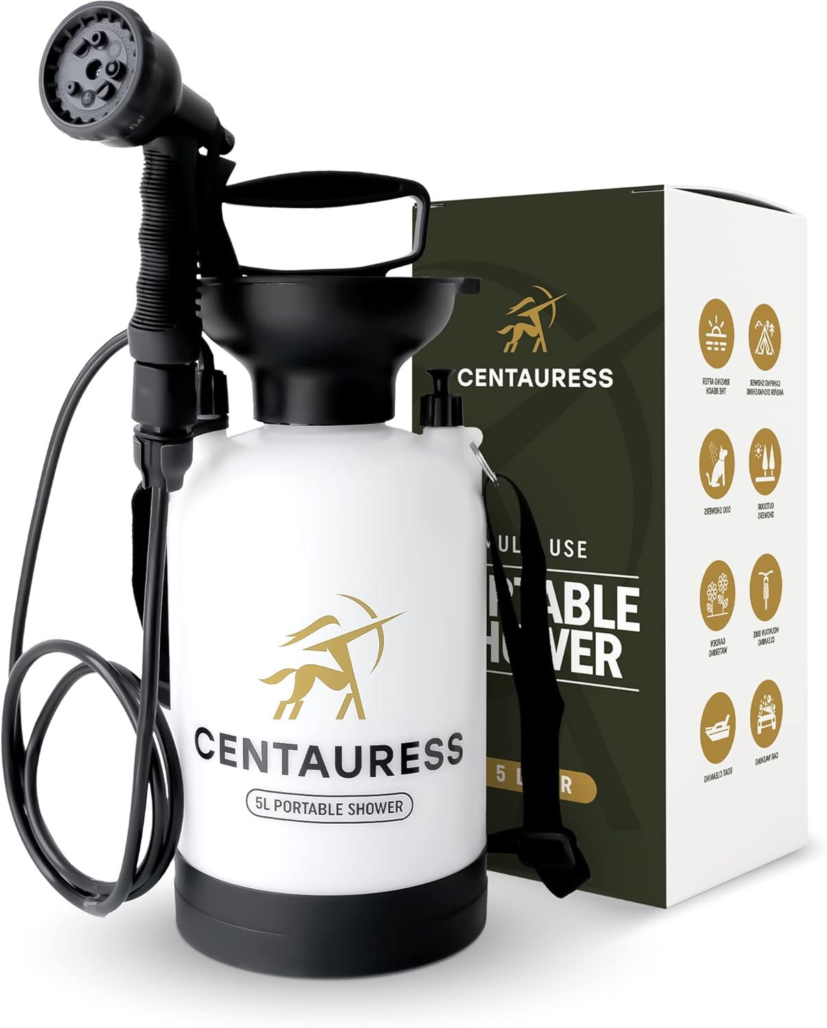 Portable Camping Shower Pump W/ Showerhead Holder and Safety Valve (45 PSI) - Portable Shower for Camping - Surf Rinse Kit - Beach Shower Pump – Camp Shower Kit - Portable Outdoor Shower Camping