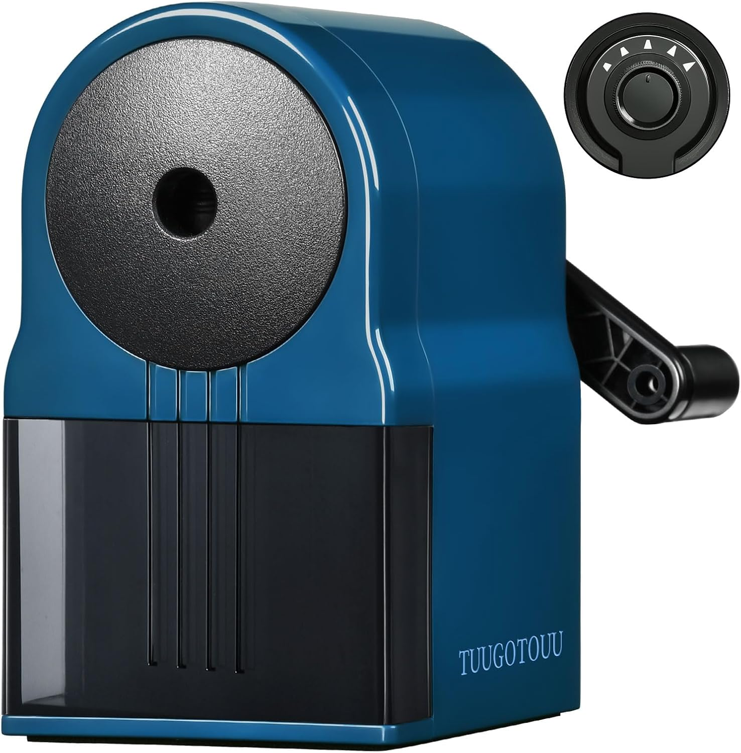 Manual Pencil Sharpener Hand Crank Pencil Sharpeners for Kids Adjustable in 5 Grades of Thickness Suitable for Kids,Artists,Students,And Office (Blue)