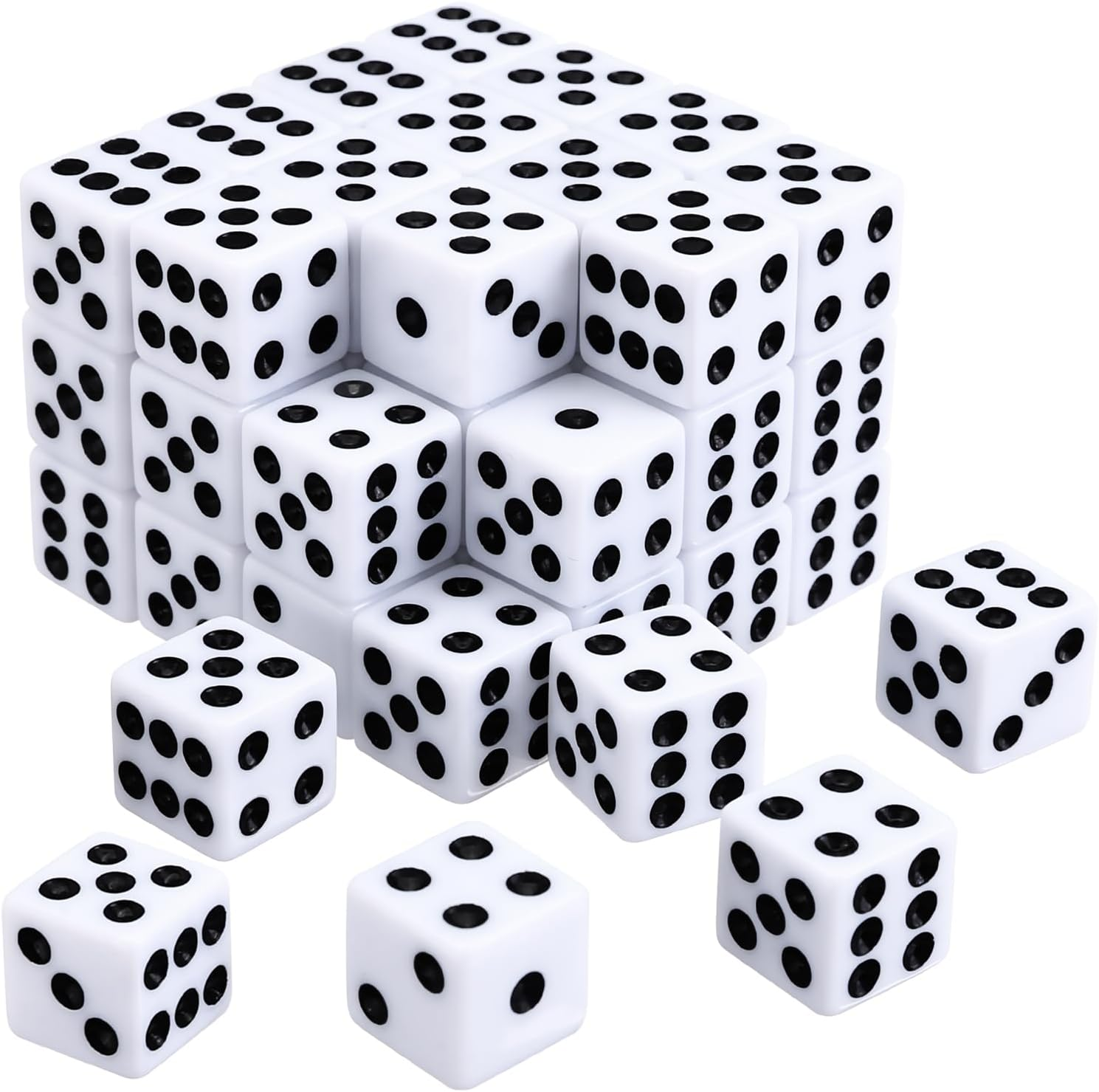 50 Pack Dice Set,14Mm,White | D6,Six Sided Standard Dice for Bar Game Teaching Math Project