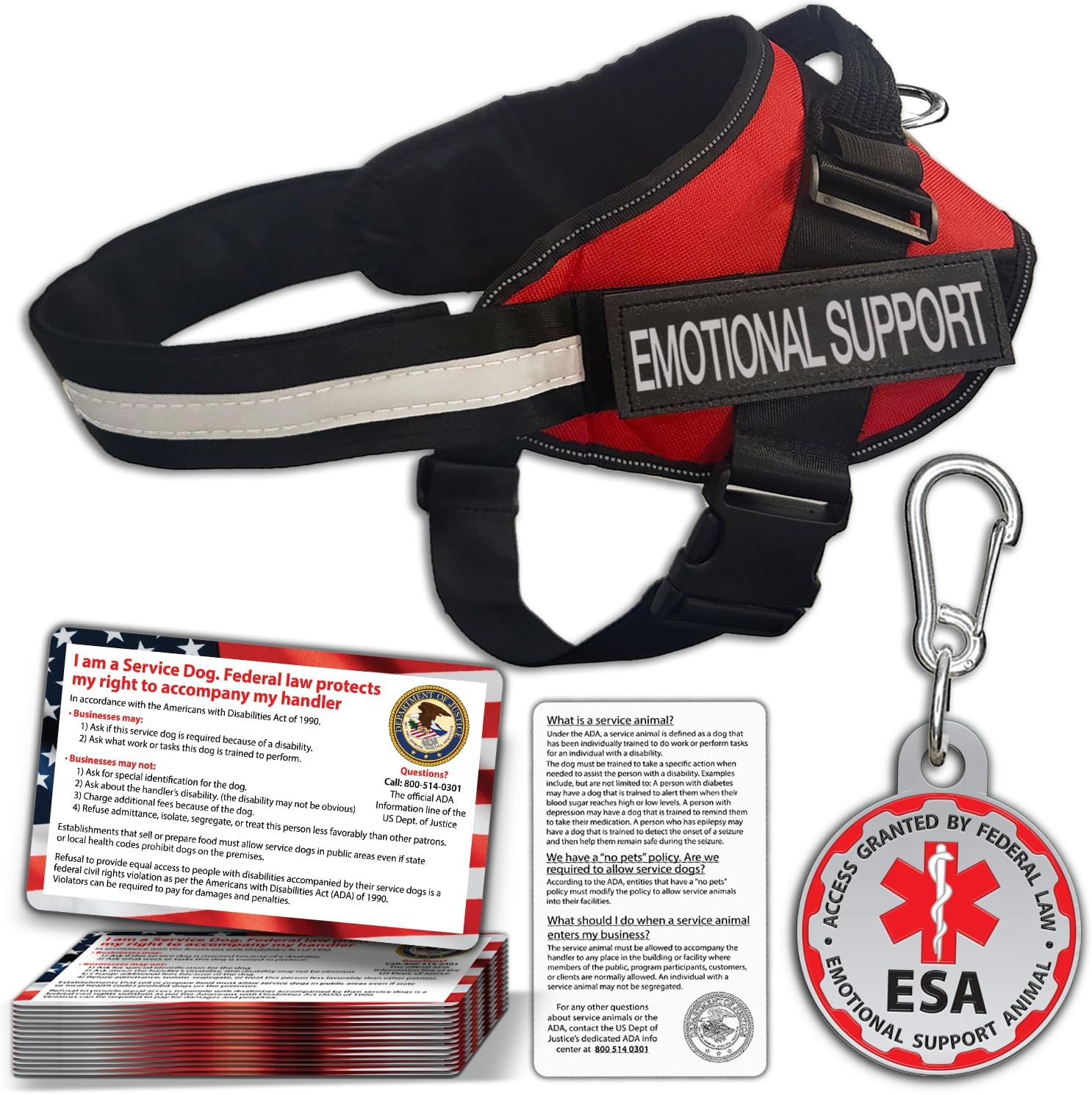 ESA Dog Vest Bundle with ID Tag and Informational Cards, Adjustable Emotional Support Dog Harness, XS