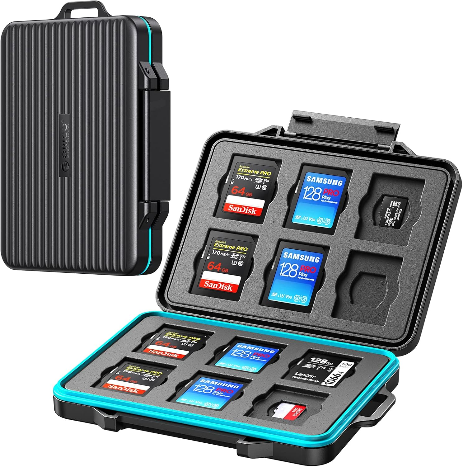 24 Slots SD Card Case Holder Water Resistant & Anti-Shock Memory Card Case for SD/Micro SD SDXC SDHC TF Card Carrying Storage Organizer Protector Cover with Labels&Carabiner