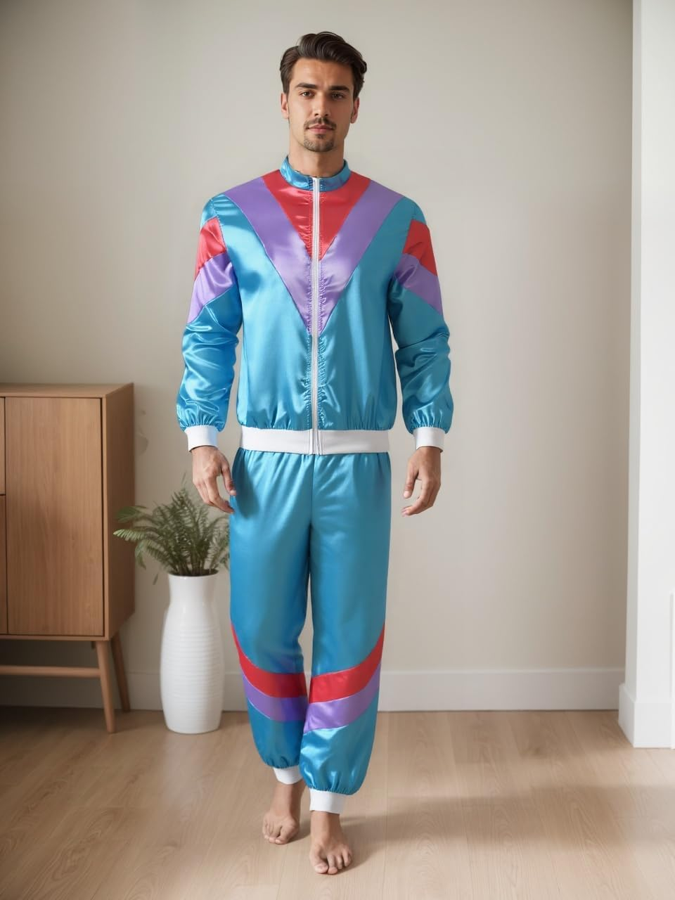 COSOUKE 70s 80s Retro Costume Men Women Shell Suit Halloween Disco Costumes f... - Picture 7 of 16