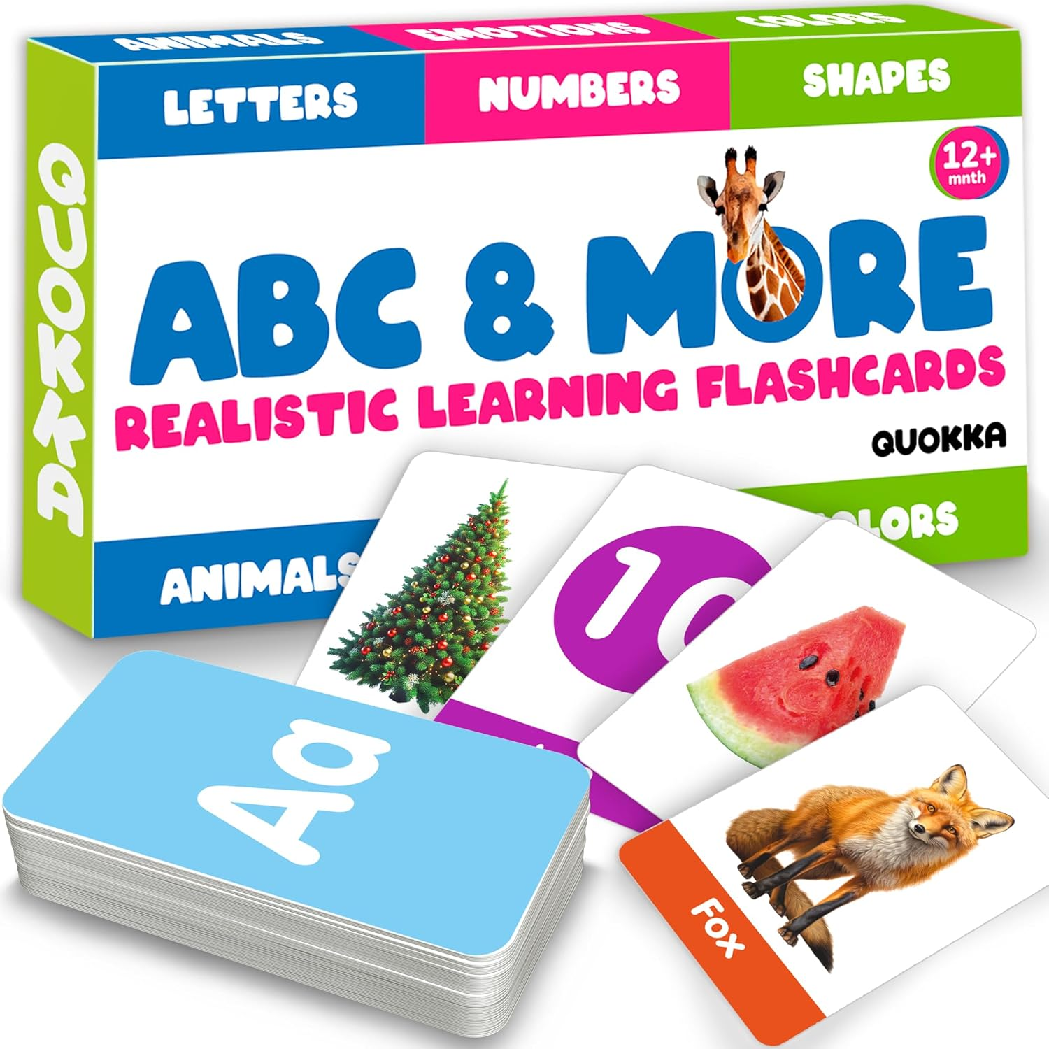 ABC Learning Flash Cards for Toddlers 2-4 Years Old – 60 Realistic Flashcards for Kids Ages 1-3-5 – Alphabet Numbers Colors Letters Animals - Learn Activities & First Words Game