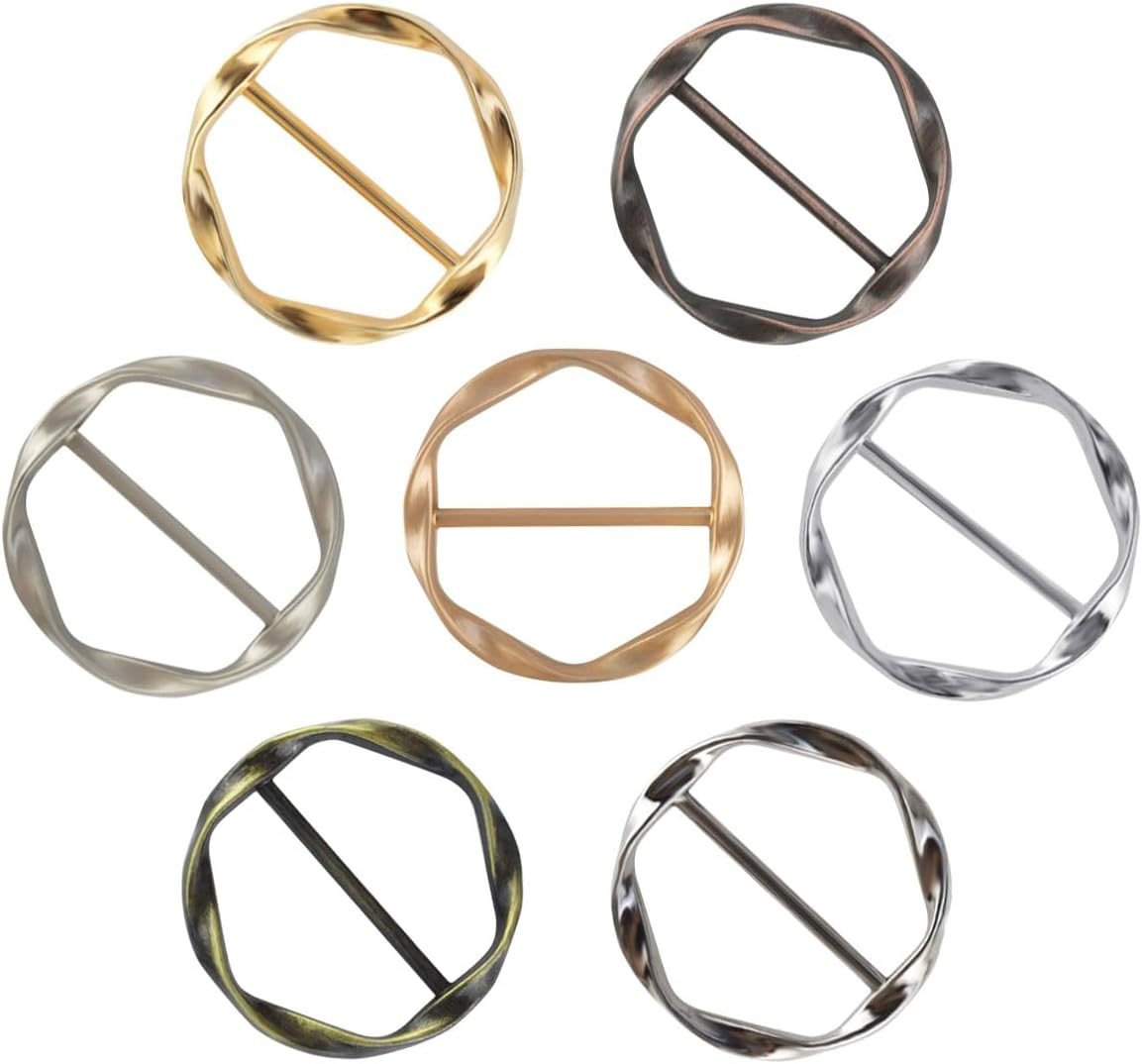 T-Shirt Tie Clips for Women Girls Twist Tee Knot Ring Silk Scarf Ring Clip Waist