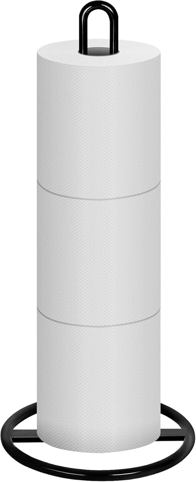 Toilet Roll Holder Free Standing, OBODING, Black Toilet Paper Holder Stand for Storing 3 Rolls of Toilet Papers (Black)