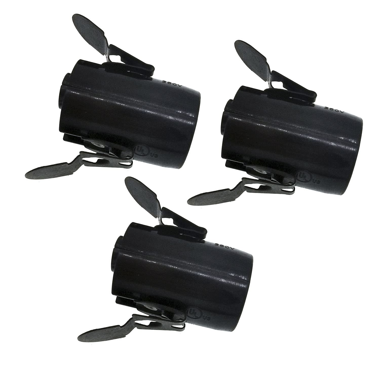 E17 Intermediate Base Lamp Holder,Twdrtdd Snap-In US Standard Keyless Phenolic Socket for E17 Chandelier Base Bulbs (Spring Clip,Pack-3)