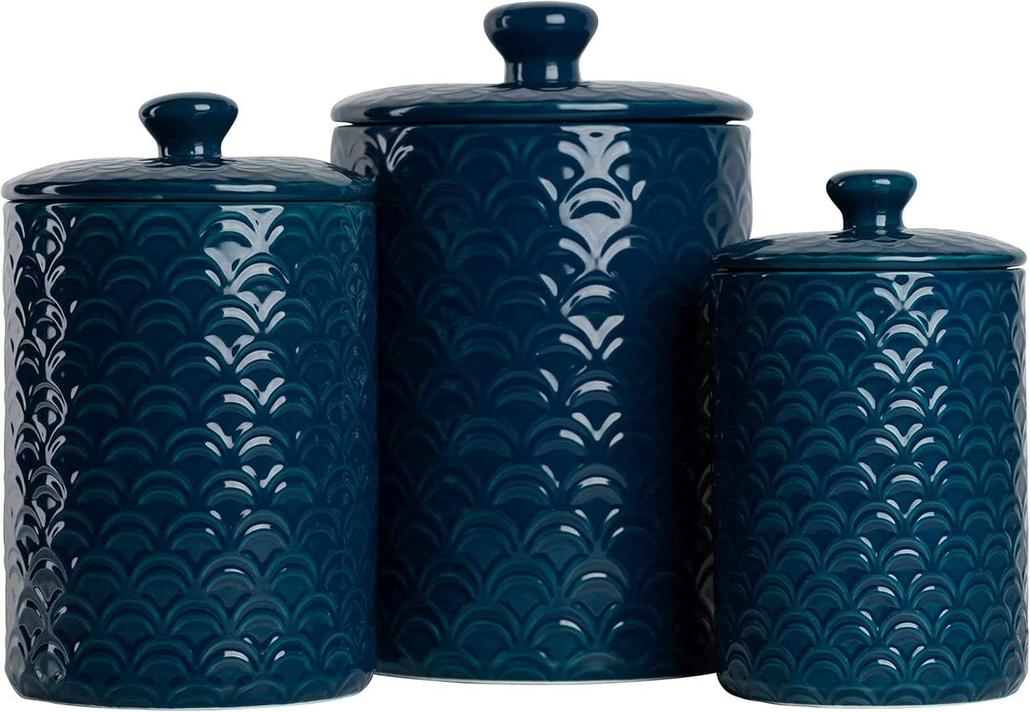10 Strawberry Street Kitchen Canister, 3 Piece Set, Ocean Navy