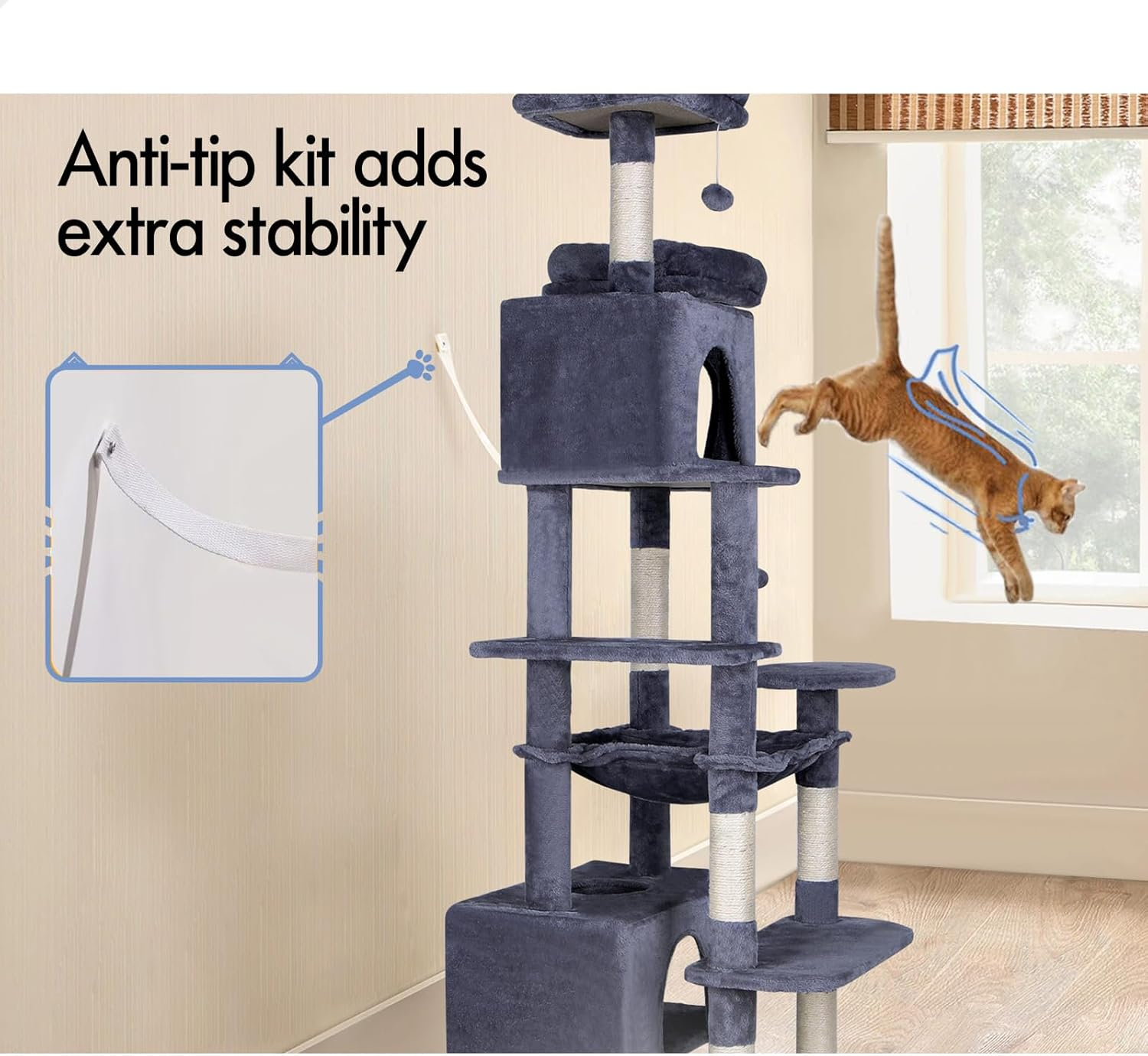 BEASTIE Cat Tree Play Tower 184cm Tall, Multi-Story Kittens Scratching Post T... - Picture 8 of 14
