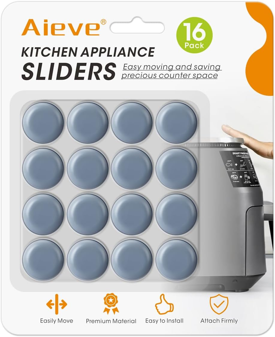 Appliance Sliders, 16 Pcs Self Adhesive Appliance Slider for Easy Moving & Space Saving, Small Countertop Rollers Kitchen Hacks Mixer Accessories
