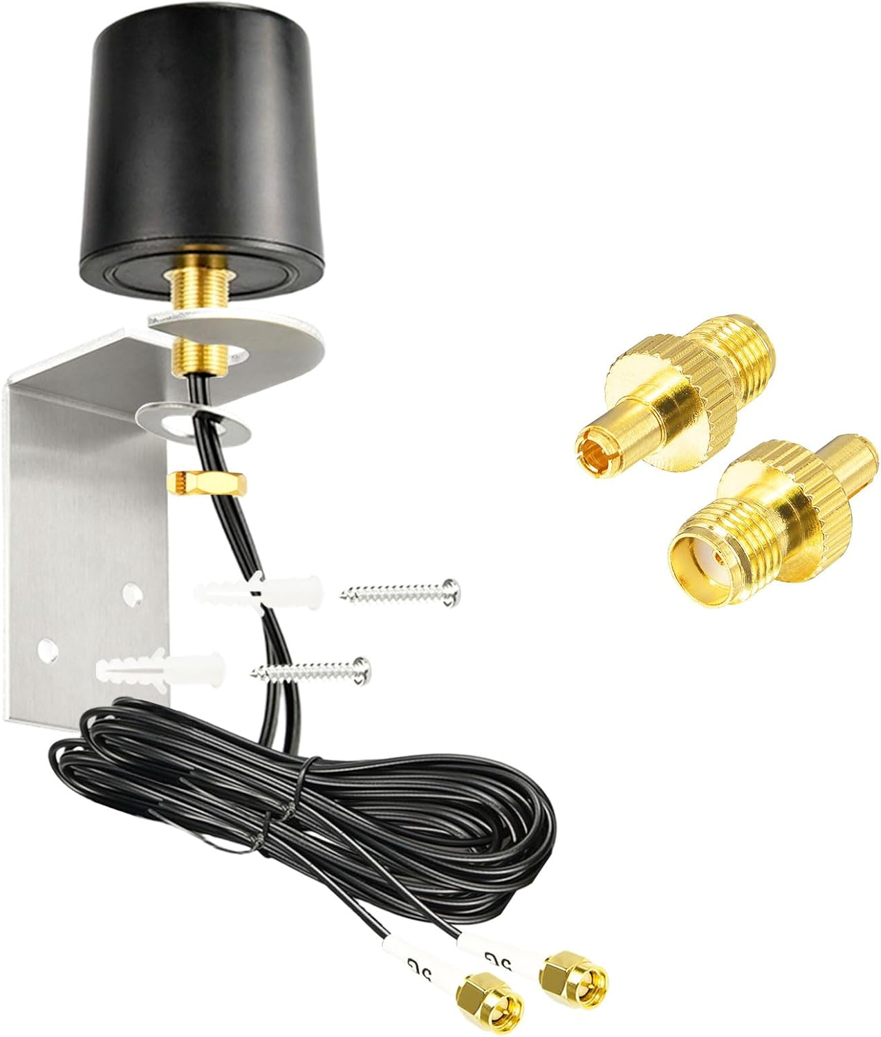 2X2 MIMO 5G 4G LTE Omnidirectional Antenna 600-6000Mhz Outdoor Wifi Antenna with 2X16.4Ft Low Loss SMA Male Cables TS9 Adapters for Router Gateway T-Mobile/Verizon/At&T Home Internet Wifi