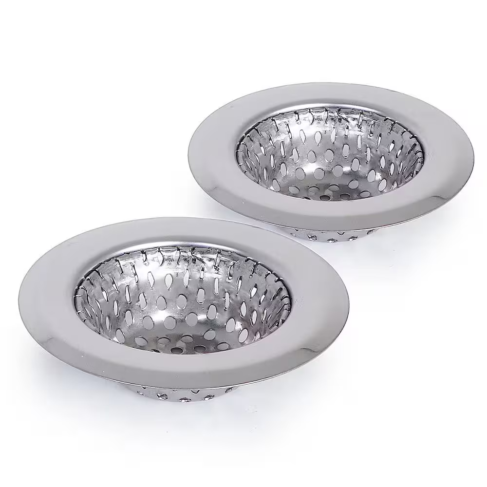 2-1/4 In. Bathroom Sink Drain Strainer Basket Replacement for Utility, Laundry, RV and Lavatory Sinks, Chrome