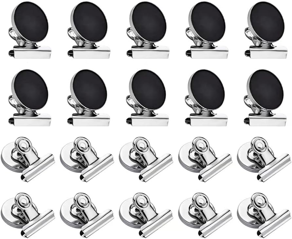 Magnetic Clips 20 Pcak Magnetic Hooks Clips Strong Refrigerator Magnets Clips with Neodymium Magnets,Best for Hanging Home Decoration, Photo Displays， Magnets Clips(31mm Wide)