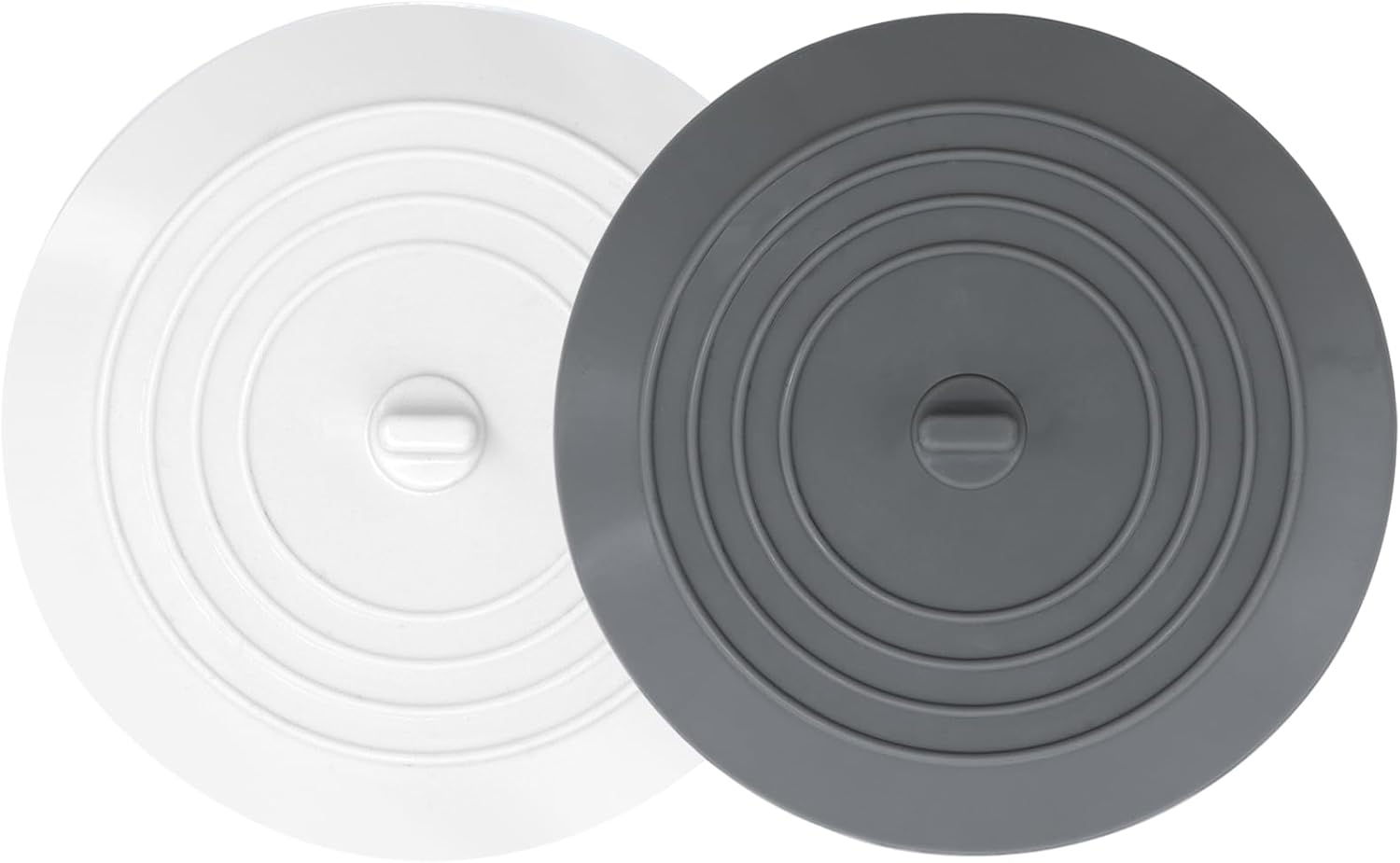 Tapones De Bano 2 Piezas 5 Inch Silicona Cubierta Drenaje Antipelusa Blanco Gris