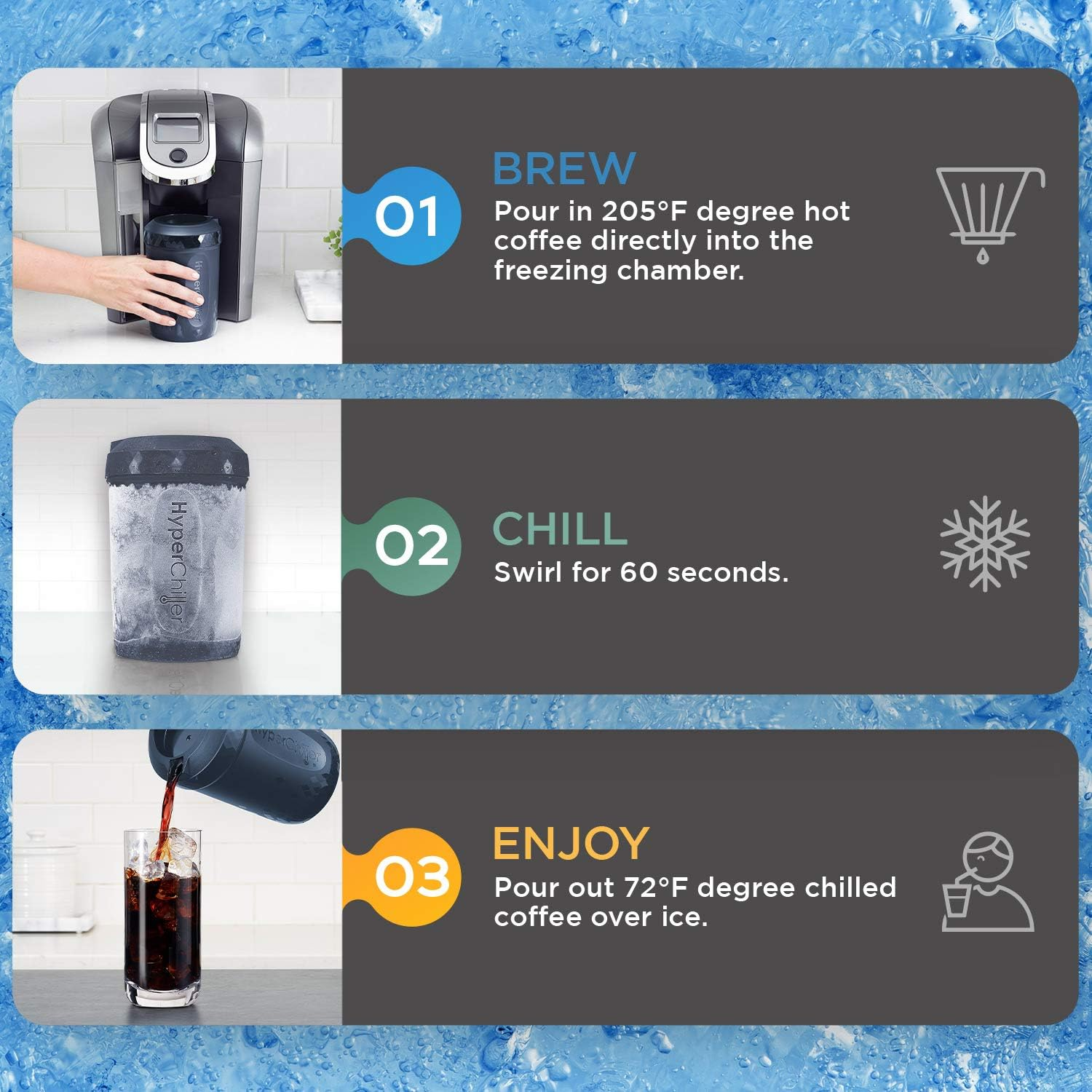 Hyperchiller Elite Gourmet Beverage Chiller, 12.5 oz, Slate Blue - Picture 4 of 15