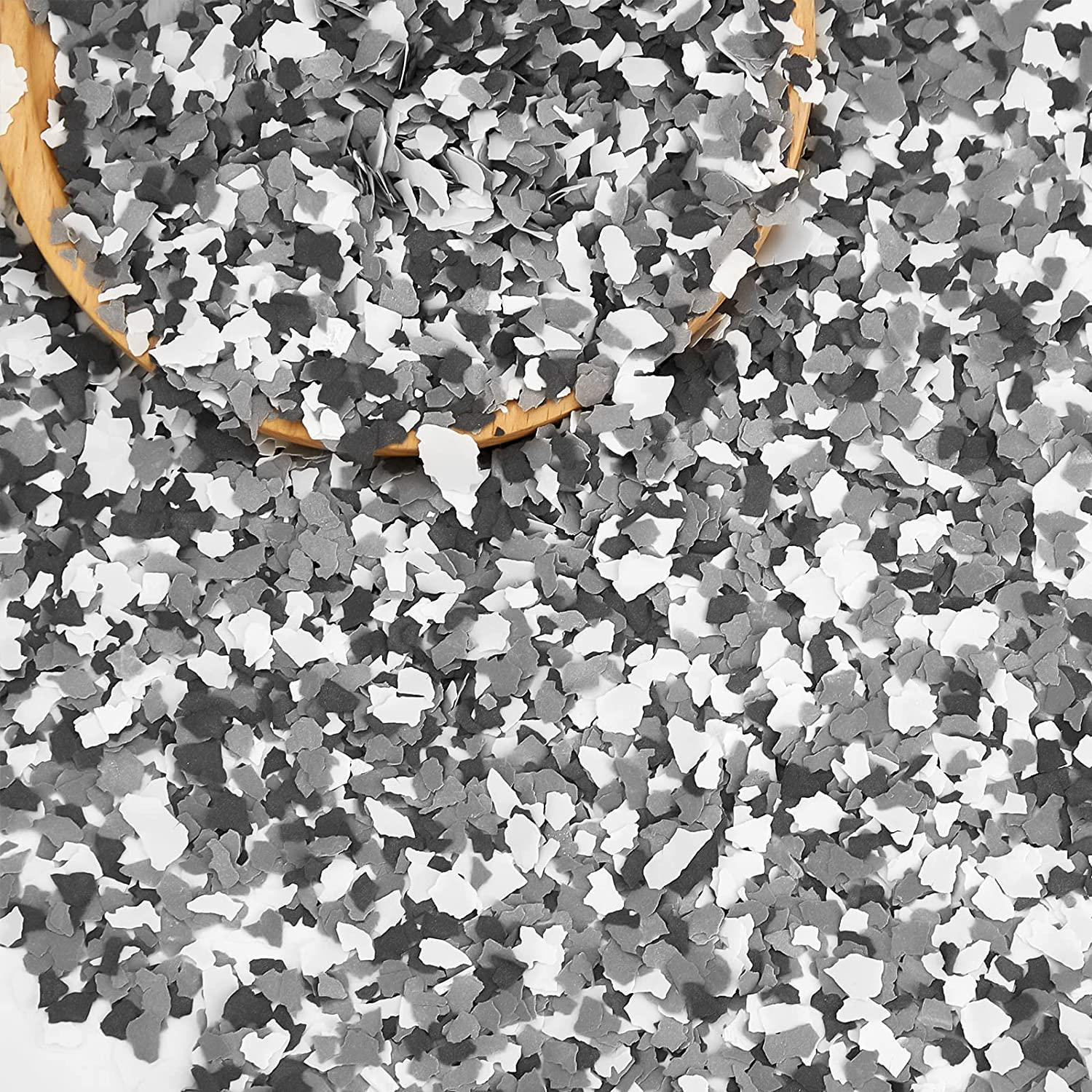 700 G/ 1.54 Lb Blend Decorative Color Paint Chips Epoxy Flakes Concrete Floor Coatings Flakes for Garage Floor Paint Interior Exterior Wall(Black, White, Gray)