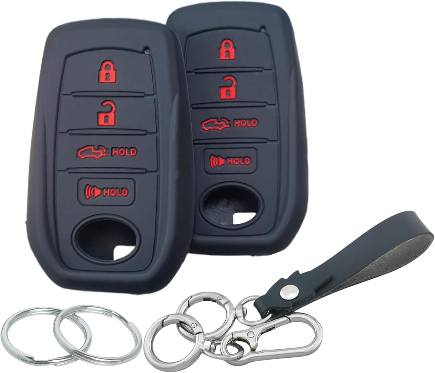 2Pcs 4 Buttons Silicone Smart Key Fob Cover for 2019-2022 2023 2024 2025 Toyota