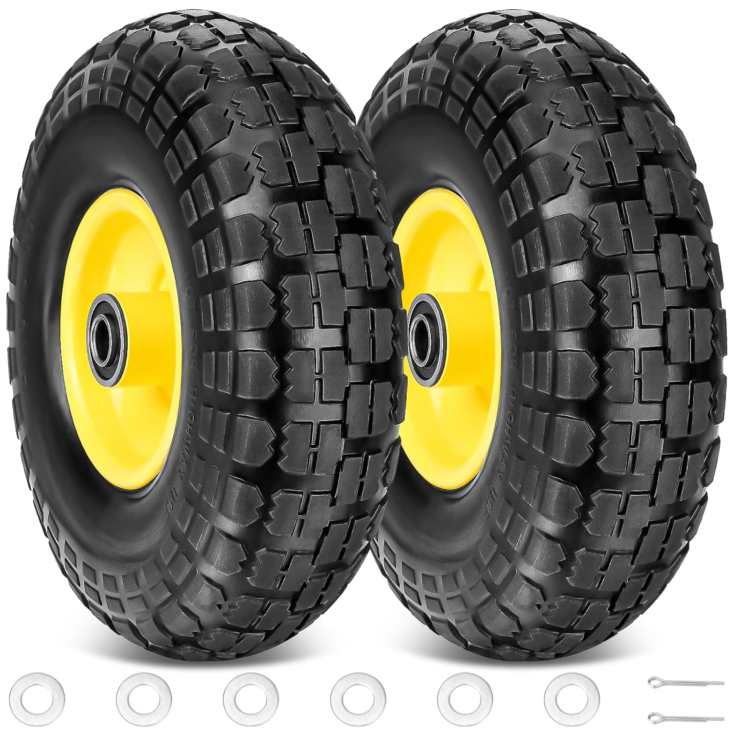 10" Solid Flat-Free Tires, 2-Pack with 5/8" Axle Hole