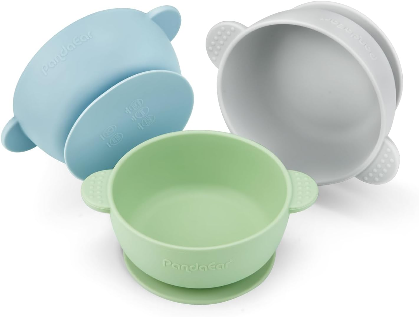 3 Pack Silicone Baby Bowls with Suction – Stay Put Silicone Bowls for Toddlers & Kids – Unbreakable First Stage Self Feeding Supplies – Bpa-Free Infant Feeding Set (Blue/Green/Grey)