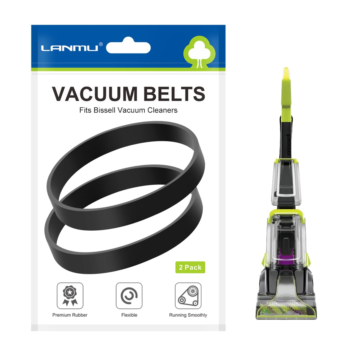 2 Pack Vacuum Belts for Bissell 2910 2987 2806 Powerforce Powerbrush Pet